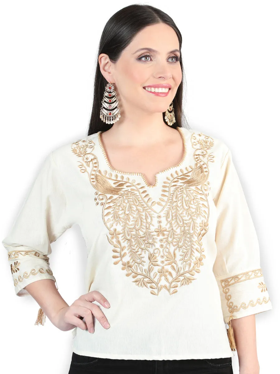 Blusa Artesanal Bordada de Pavoreal para Mujer
