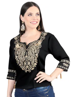 Blusa Artesanal Bordada de Pavoreal para Mujer