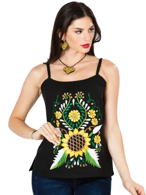 Blusa Artesanal de Tirantes Bordada de Flores para Mujer