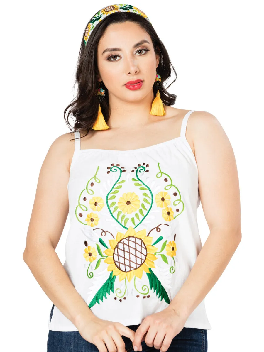 Blusa Artesanal de Tirantes Bordada de Flores para Mujer