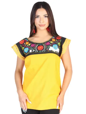 Blusa Artesanal Eden Bordada de Flores para Mujer