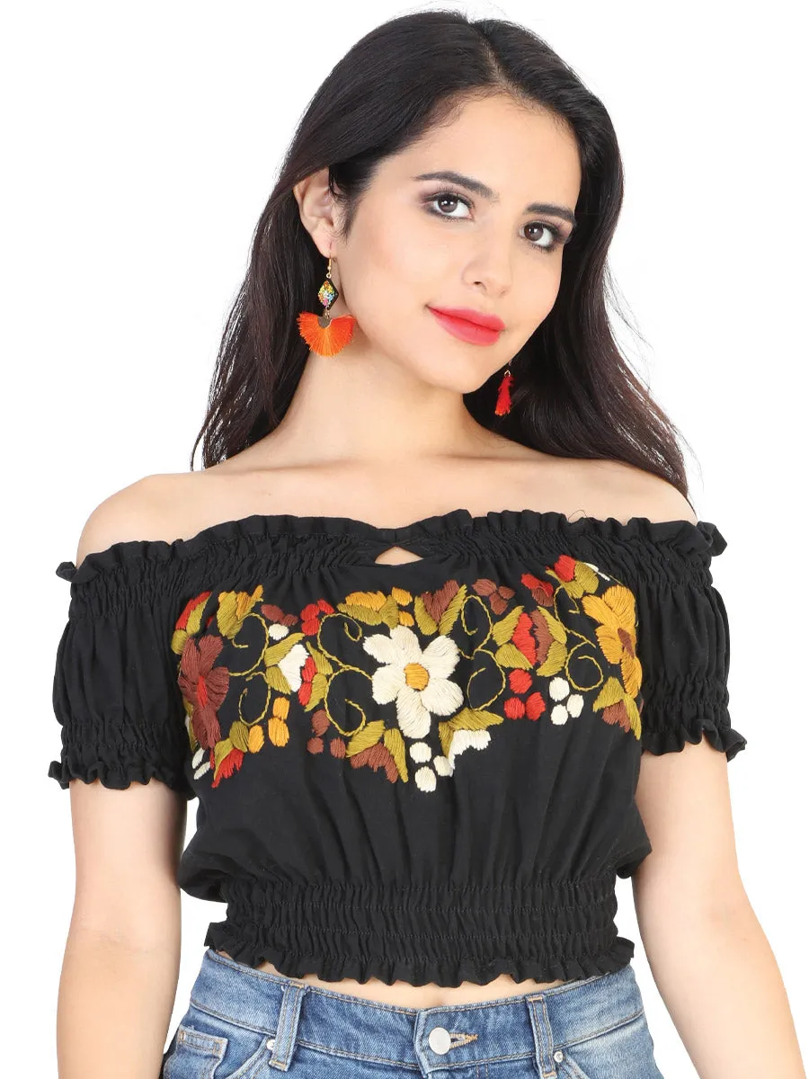 Blusa Artesanal Jardin Bordada de Flores para Mujer
