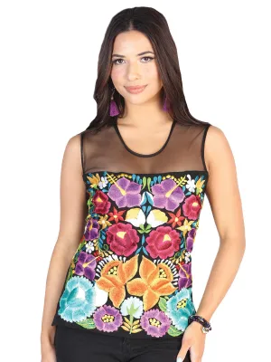 Blusa Artesanal Noche Buena Bordada de Flores para Mujer
