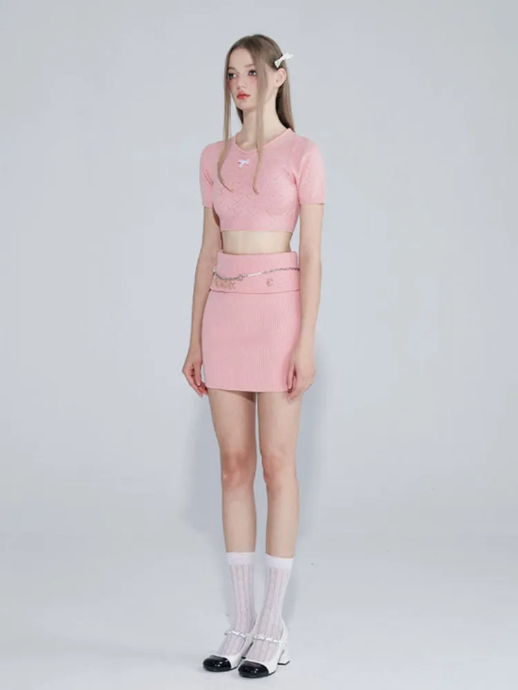 Blush Heart Bow Knit Set
