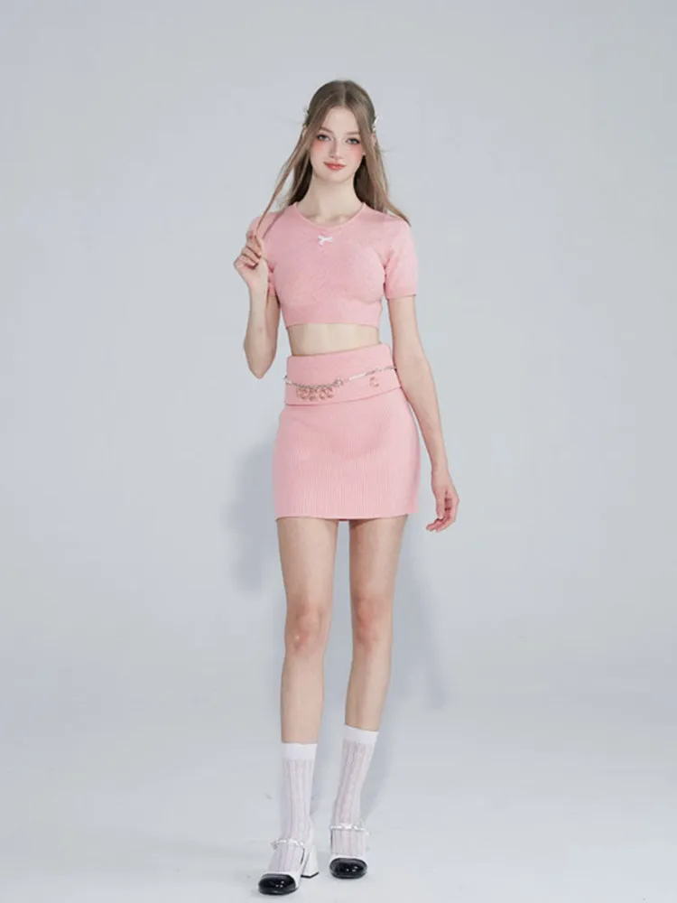 Blush Heart Bow Knit Set
