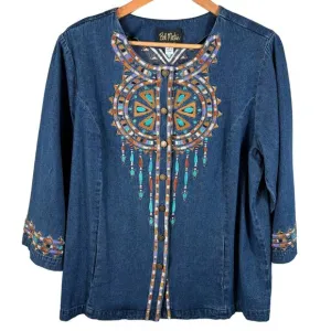 Bob Mackie Women's Size Large Vintage Wearable Art Cotton Denim Style Jacket