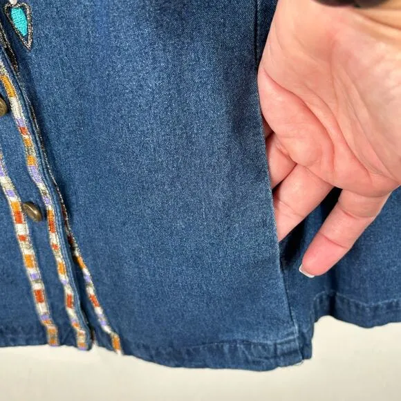 Bob Mackie Women's Size Large Vintage Wearable Art Cotton Denim Style Jacket