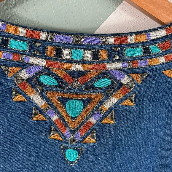 Bob Mackie Women's Size Large Vintage Wearable Art Cotton Denim Style Jacket