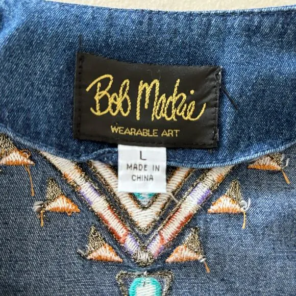 Bob Mackie Women's Size Large Vintage Wearable Art Cotton Denim Style Jacket