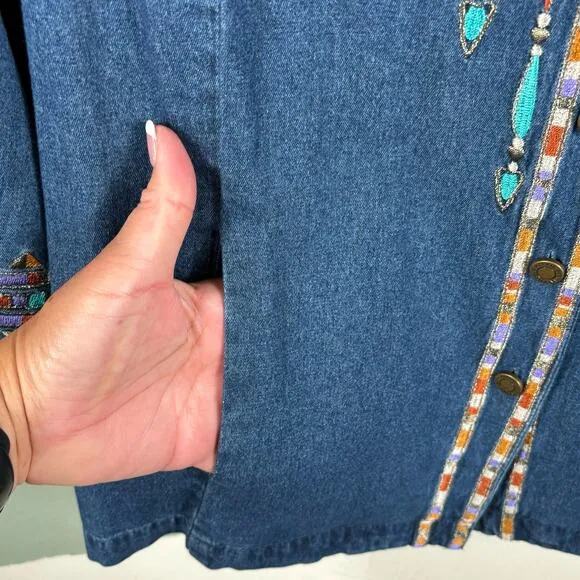 Bob Mackie Women's Size Large Vintage Wearable Art Cotton Denim Style Jacket