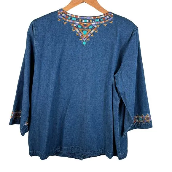 Bob Mackie Women's Size Large Vintage Wearable Art Cotton Denim Style Jacket