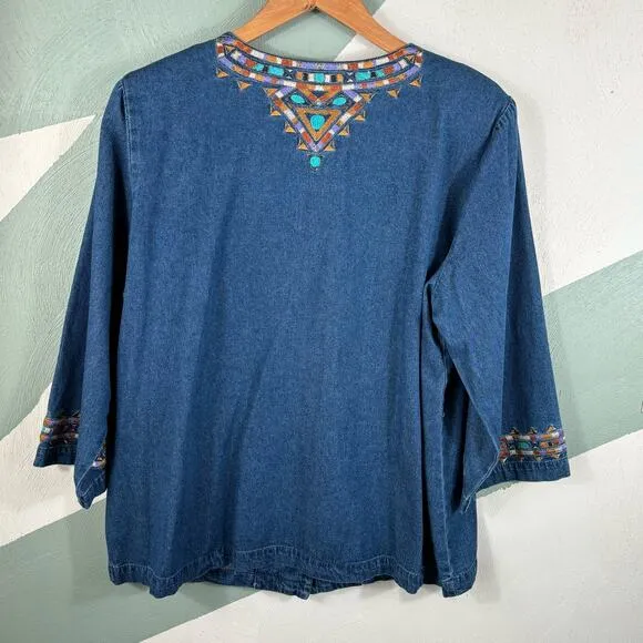 Bob Mackie Women's Size Large Vintage Wearable Art Cotton Denim Style Jacket