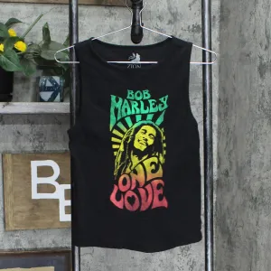 Bob Marley Women's One Love Ribbed Graphic Tank Top ZRBM0461 Black M