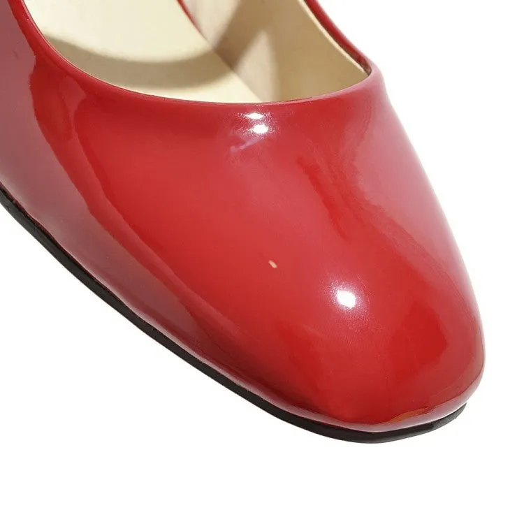 Bow Mary Janes Medium Chunky Heel Shoes for Woman 3138