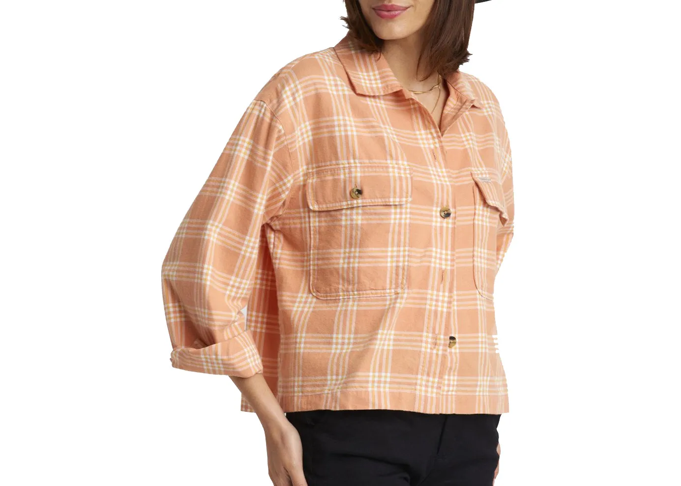 Brixton Bowery Women's Lightweight Long Sleeve Flannel Shirt Dusty Coral