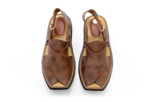 Brown Leather Peshawari Chappal - Sandals - Men's