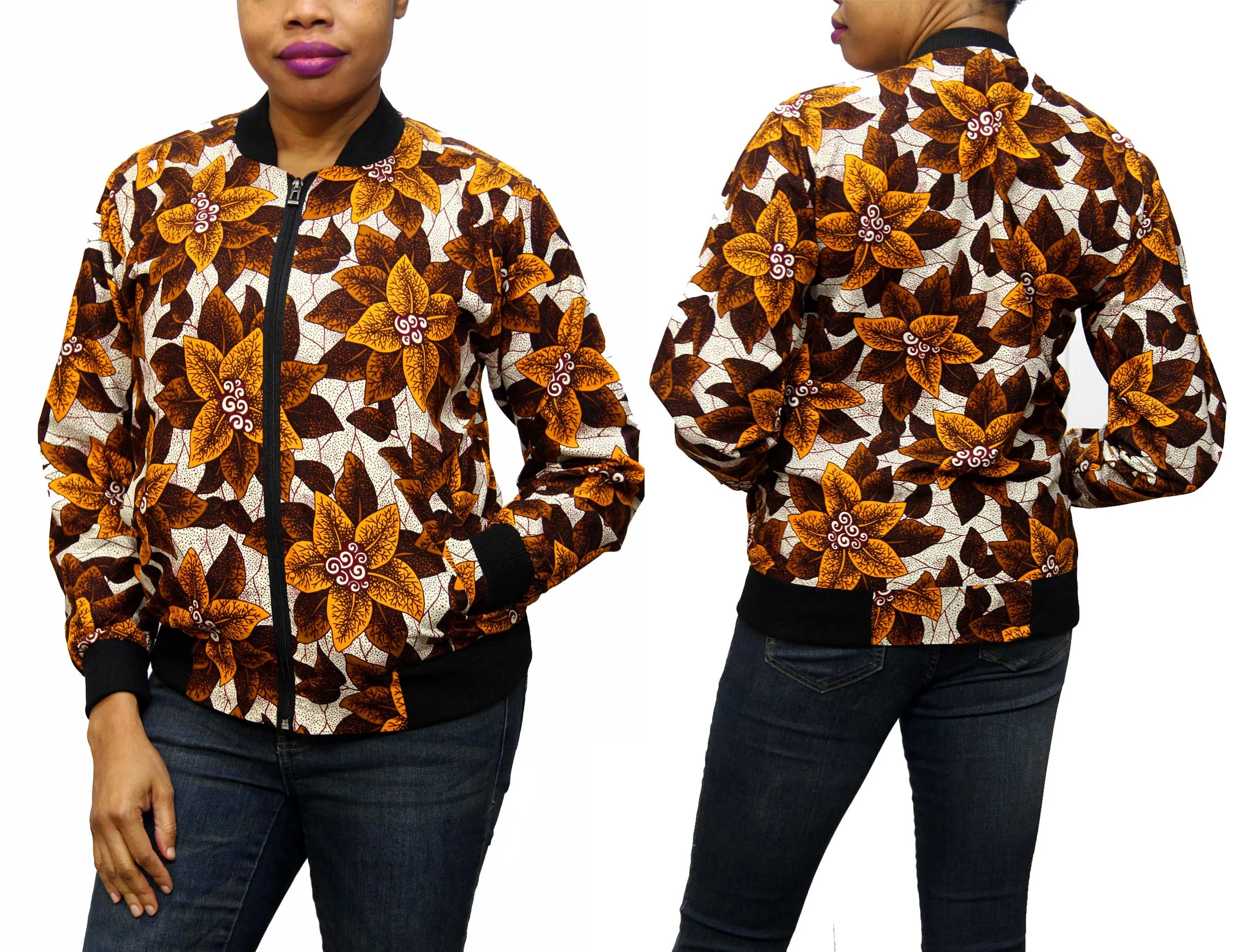 Brownleaf Ankara Women's Bomber Jacket