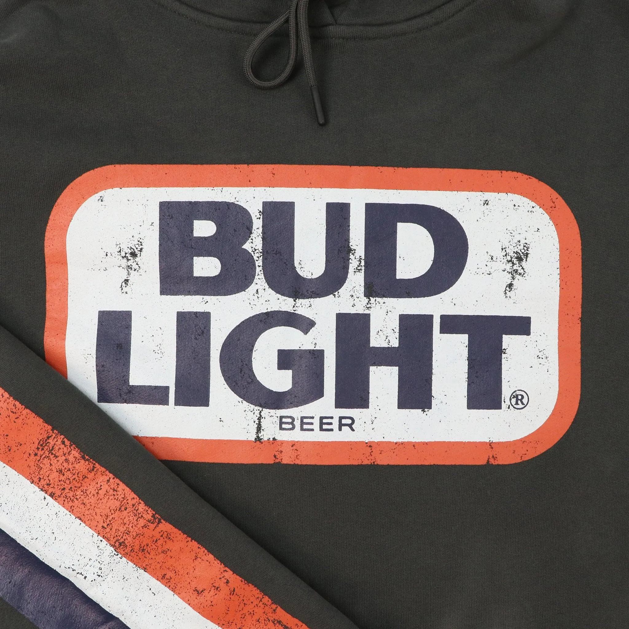Bud Light Women's Retro Stripe Sleeve Vintage Crop Hoodie