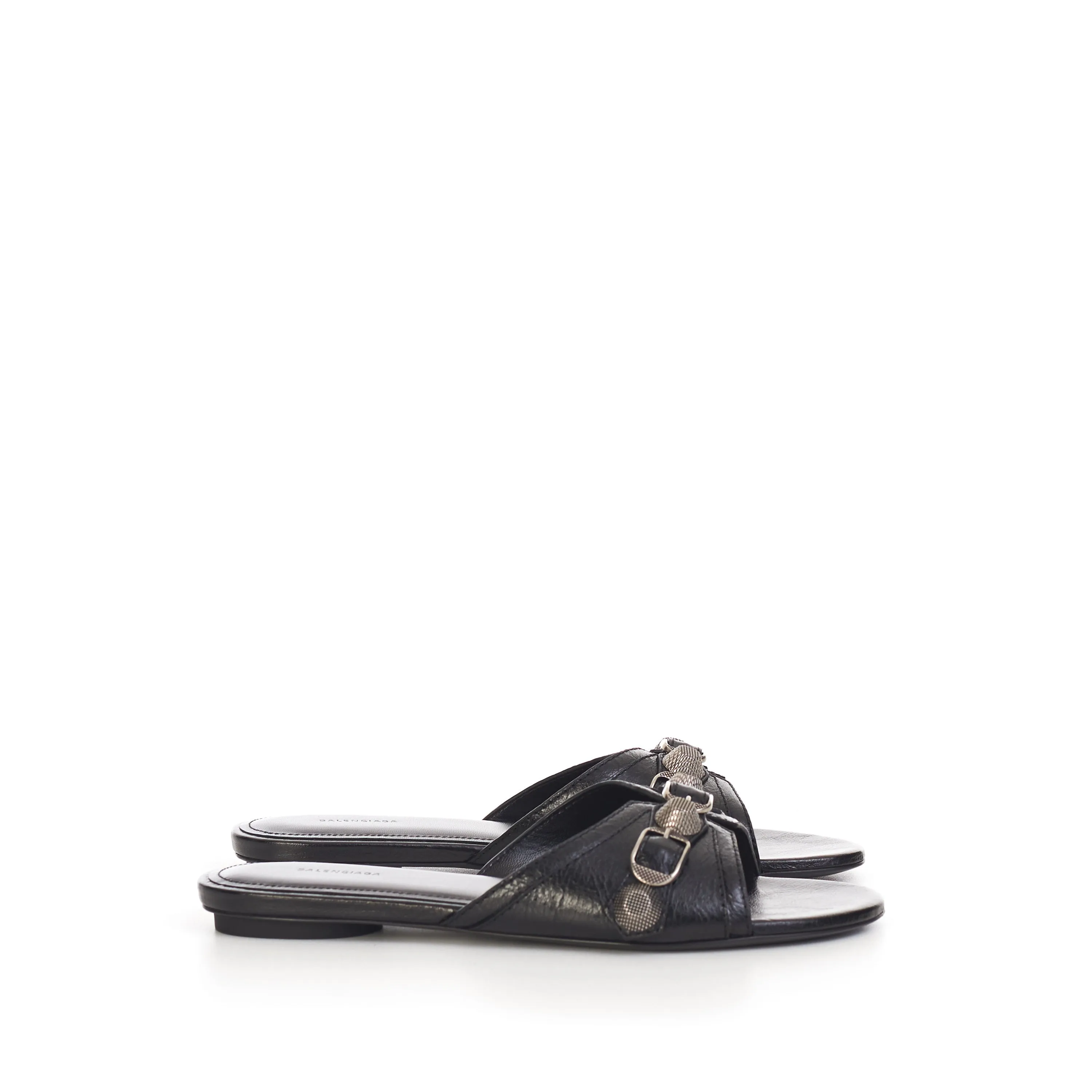 Cagole Sandal In Black Arena Lambskin Leather