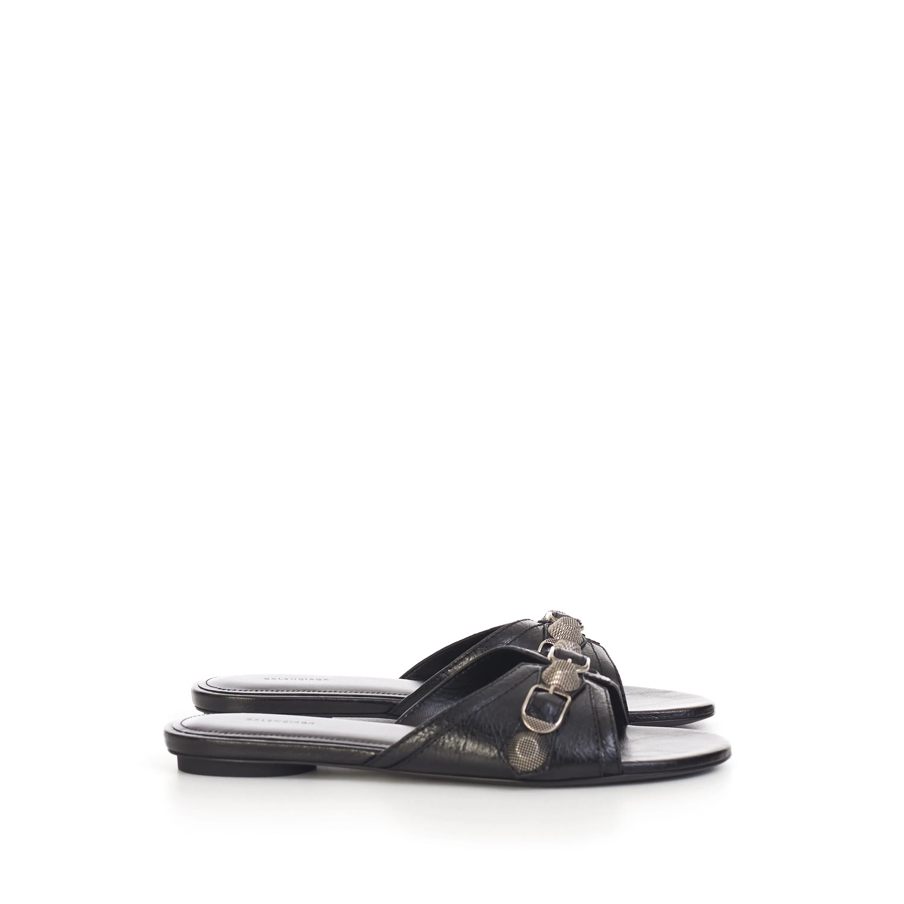 Cagole Sandal In Black Arena Lambskin Leather