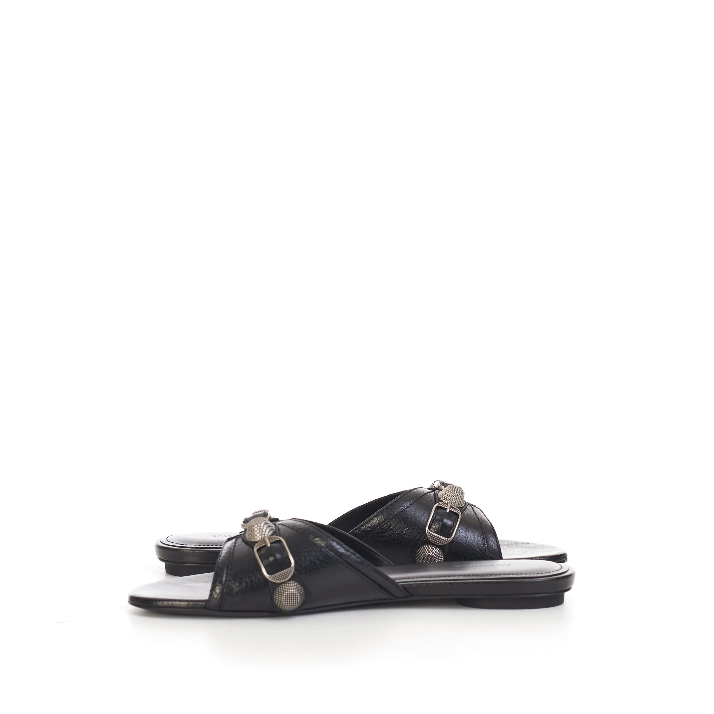 Cagole Sandal In Black Arena Lambskin Leather