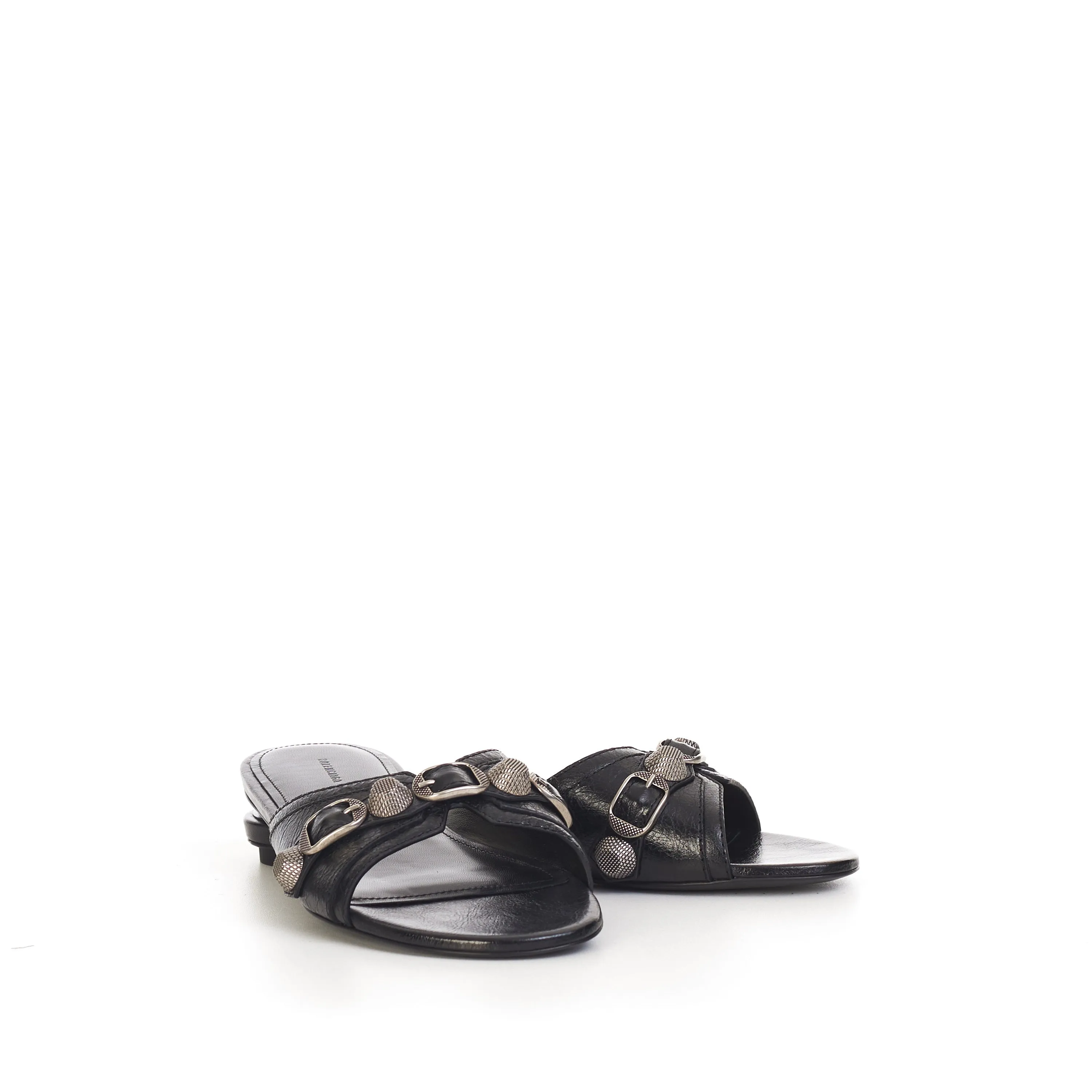 Cagole Sandal In Black Arena Lambskin Leather