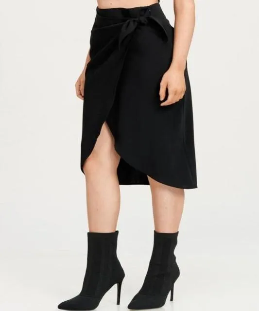 Candace Wrap Midi Skirt - Black
