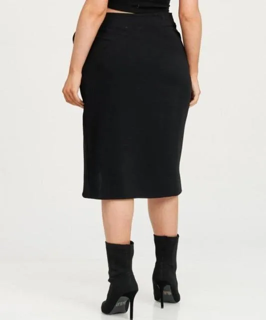 Candace Wrap Midi Skirt - Black