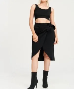 Candace Wrap Midi Skirt - Black