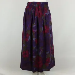 Cappagallo Vintage Women's Size 10 Purple Red Floral Pleated Midi Skirt