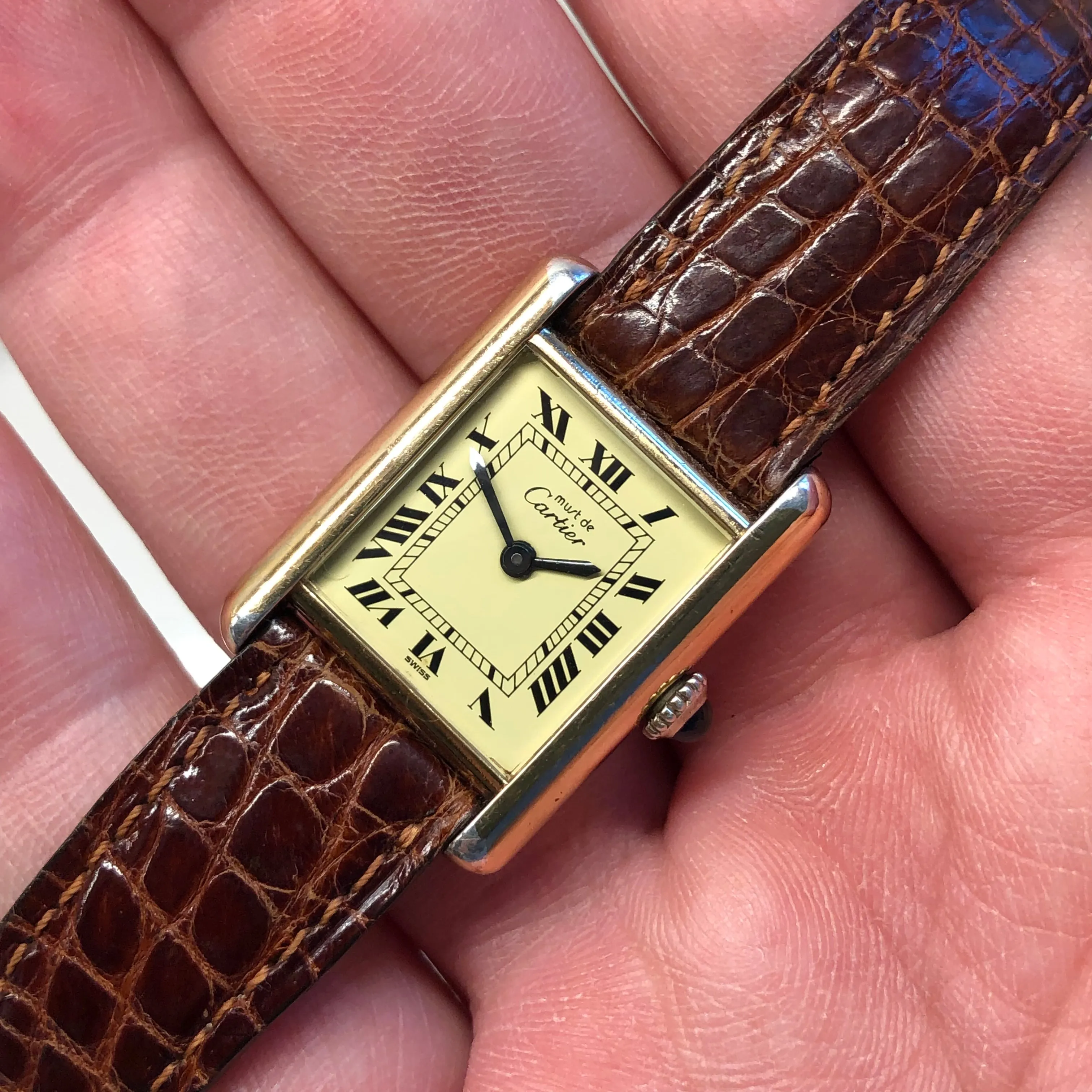 Cartier Must de Cartier Tank Vermeil Manual Wind 925 Wristwatch with Box