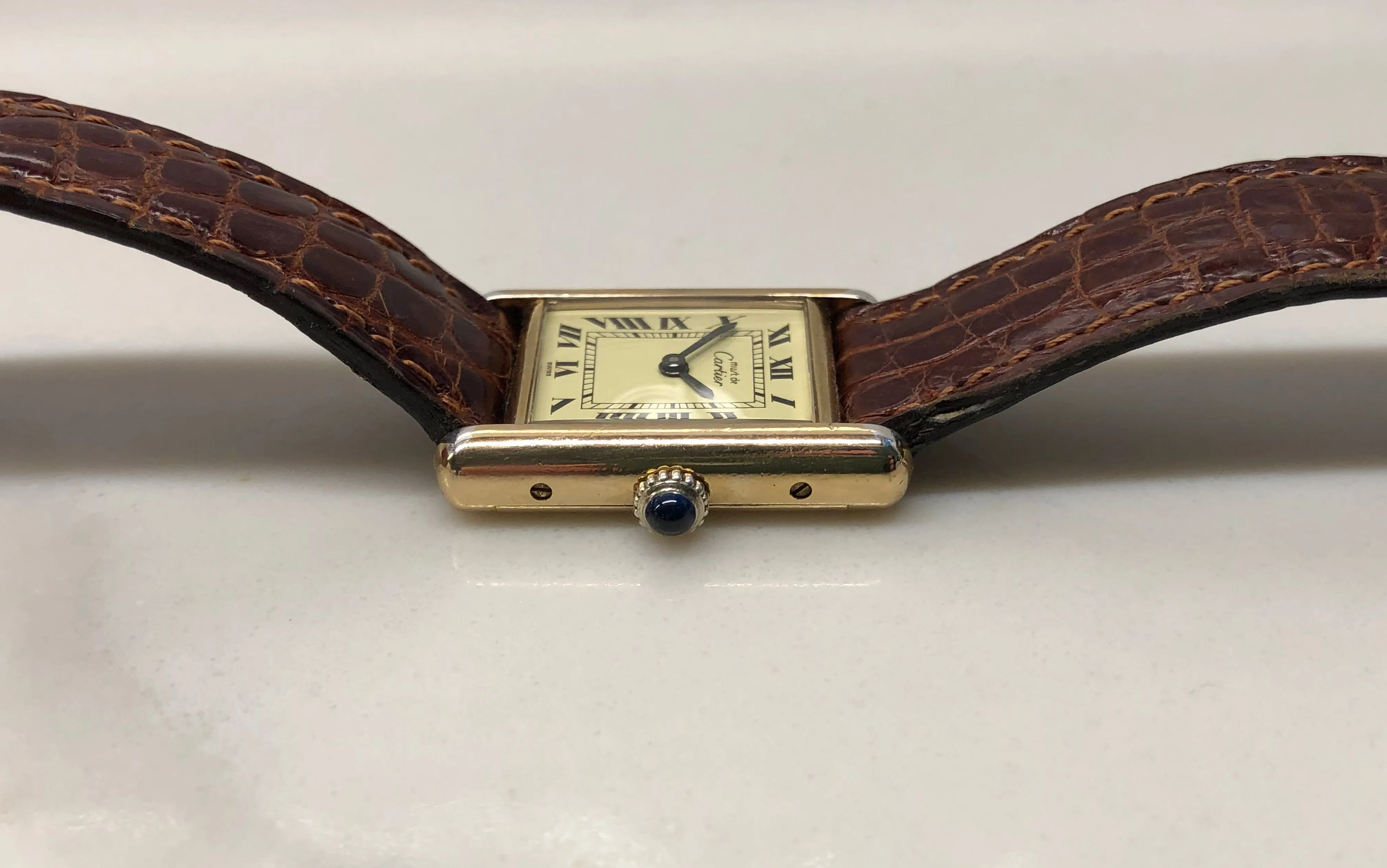 Cartier Must de Cartier Tank Vermeil Manual Wind 925 Wristwatch with Box