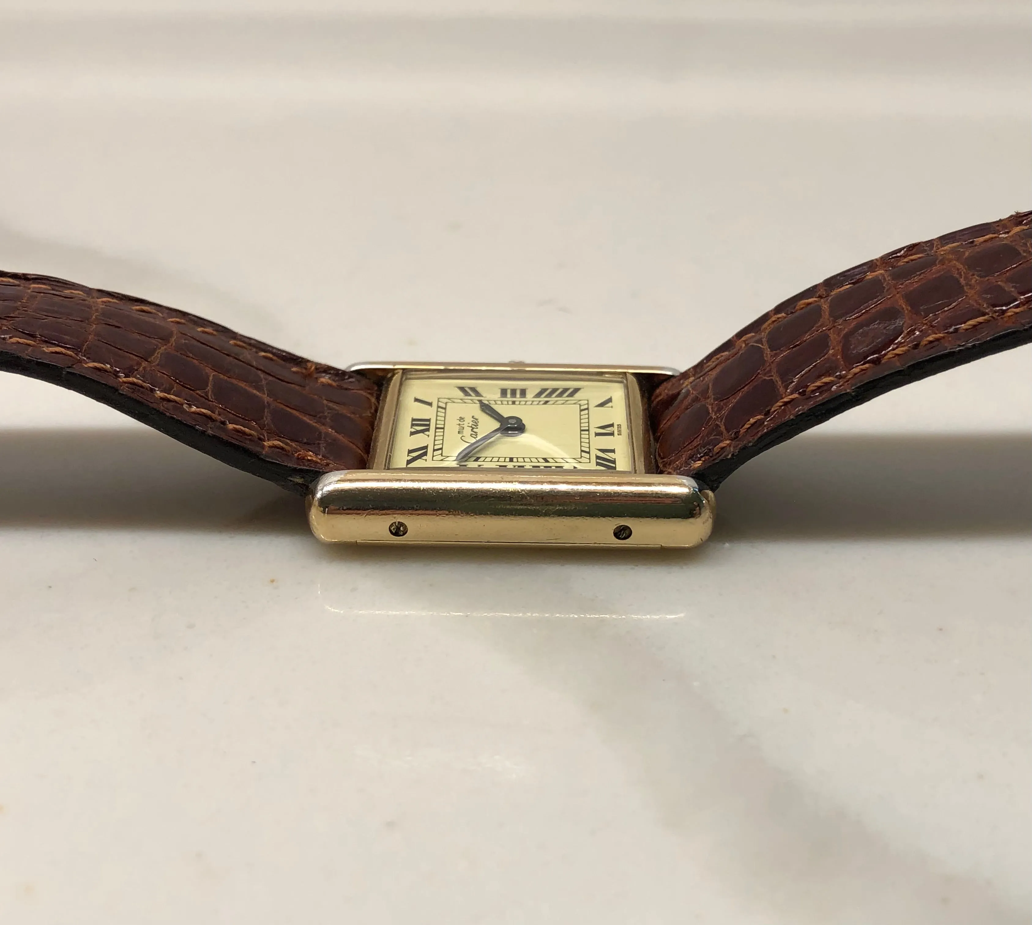 Cartier Must de Cartier Tank Vermeil Manual Wind 925 Wristwatch with Box