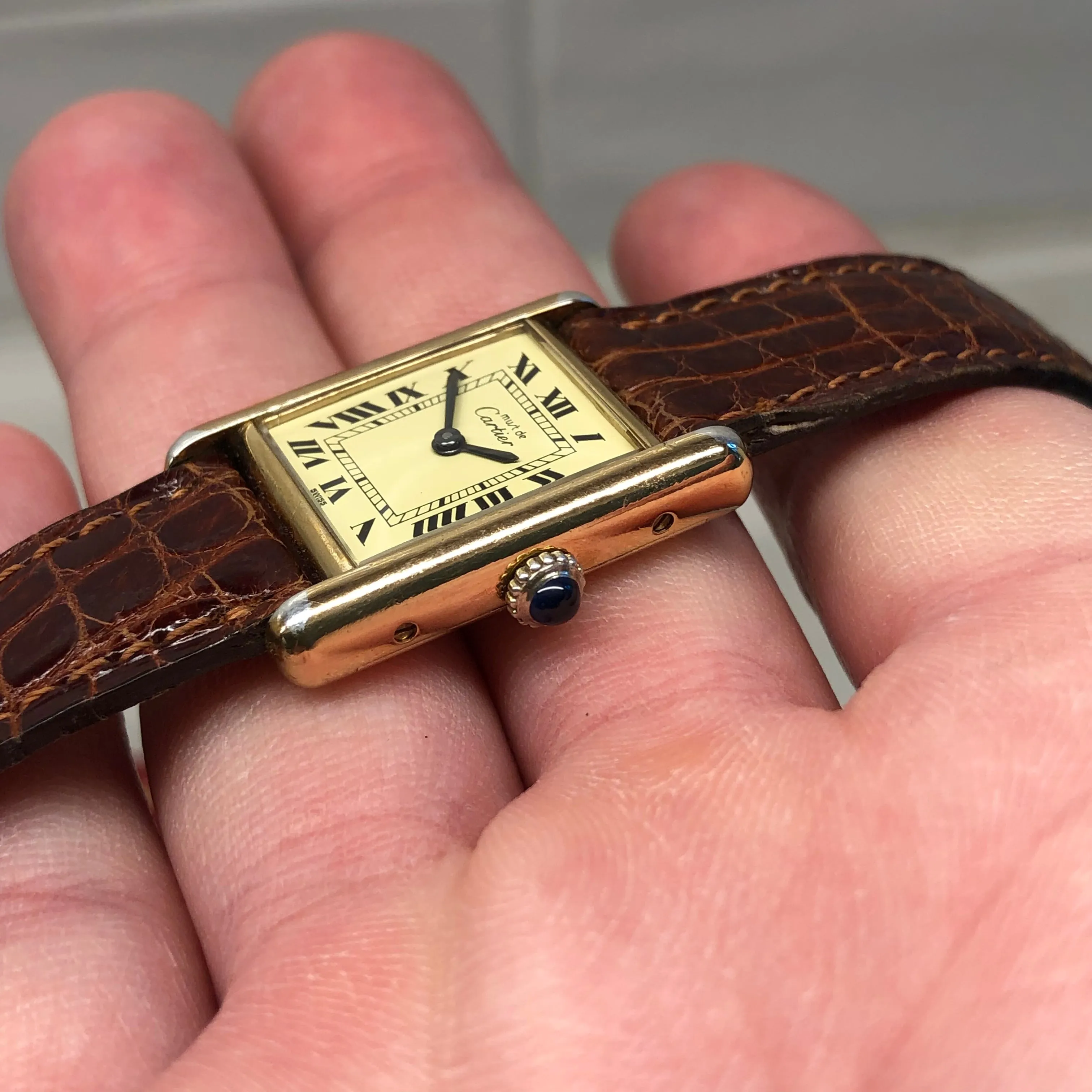 Cartier Must de Cartier Tank Vermeil Manual Wind 925 Wristwatch with Box