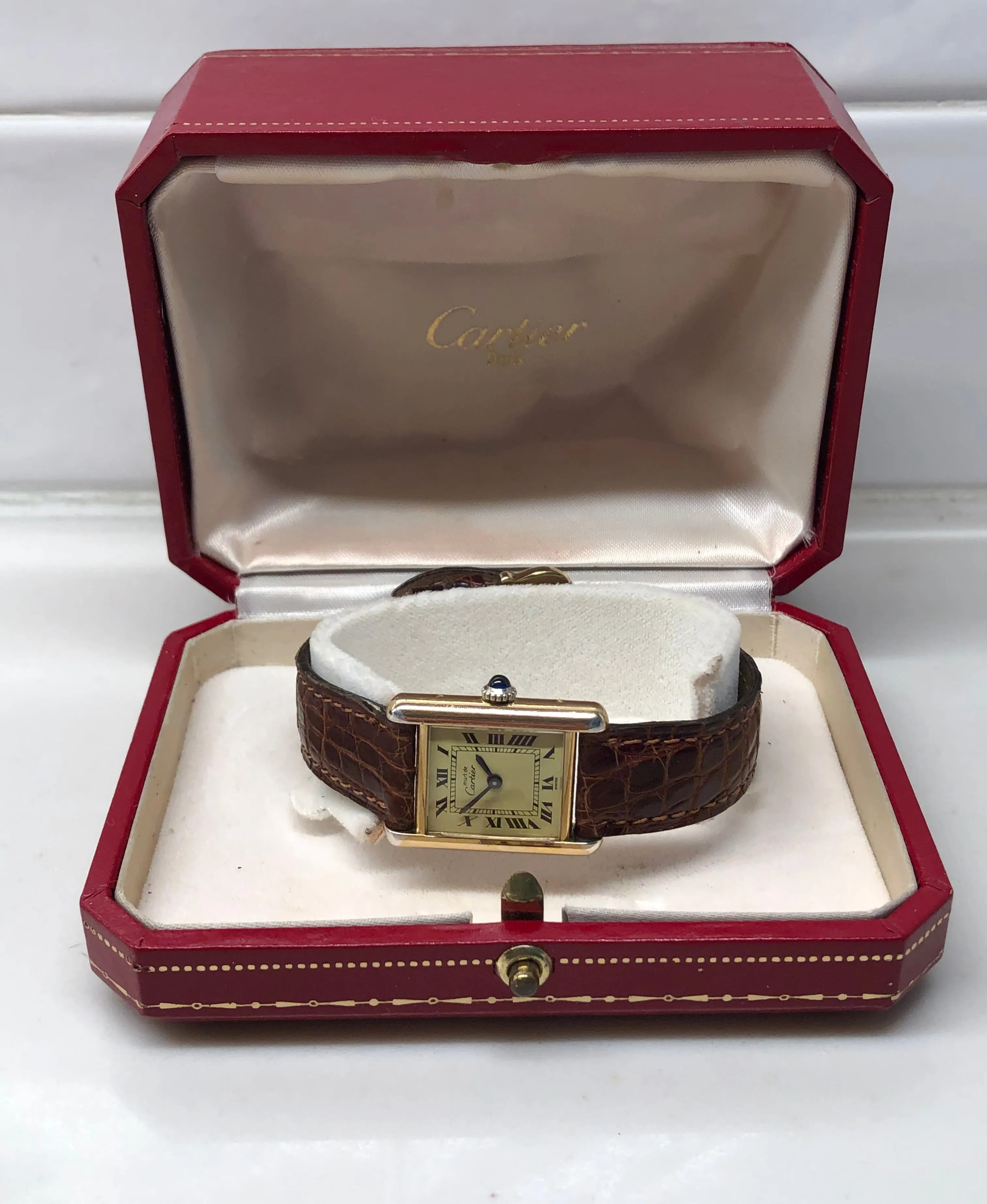 Cartier Must de Cartier Tank Vermeil Manual Wind 925 Wristwatch with Box