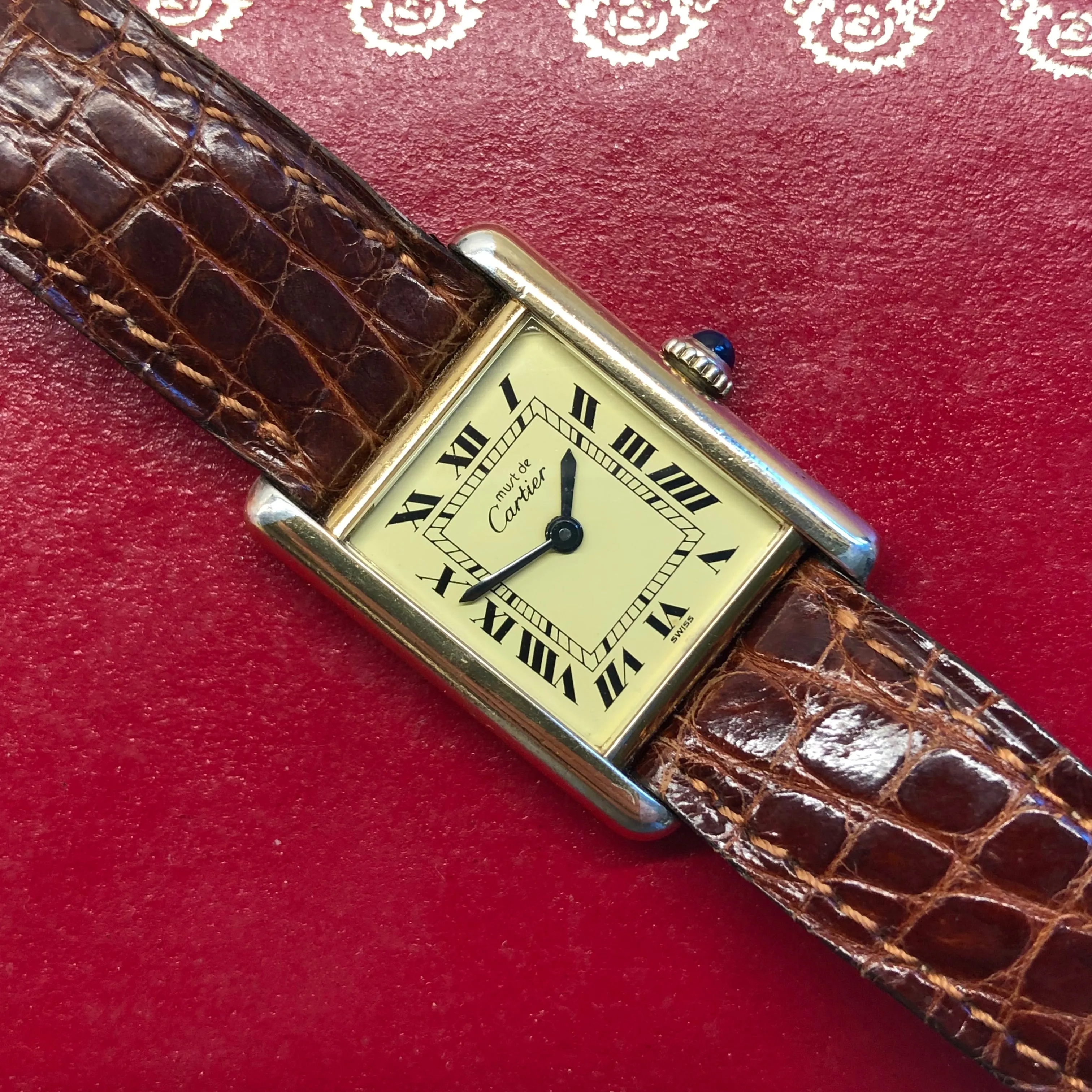 Cartier Must de Cartier Tank Vermeil Manual Wind 925 Wristwatch with Box