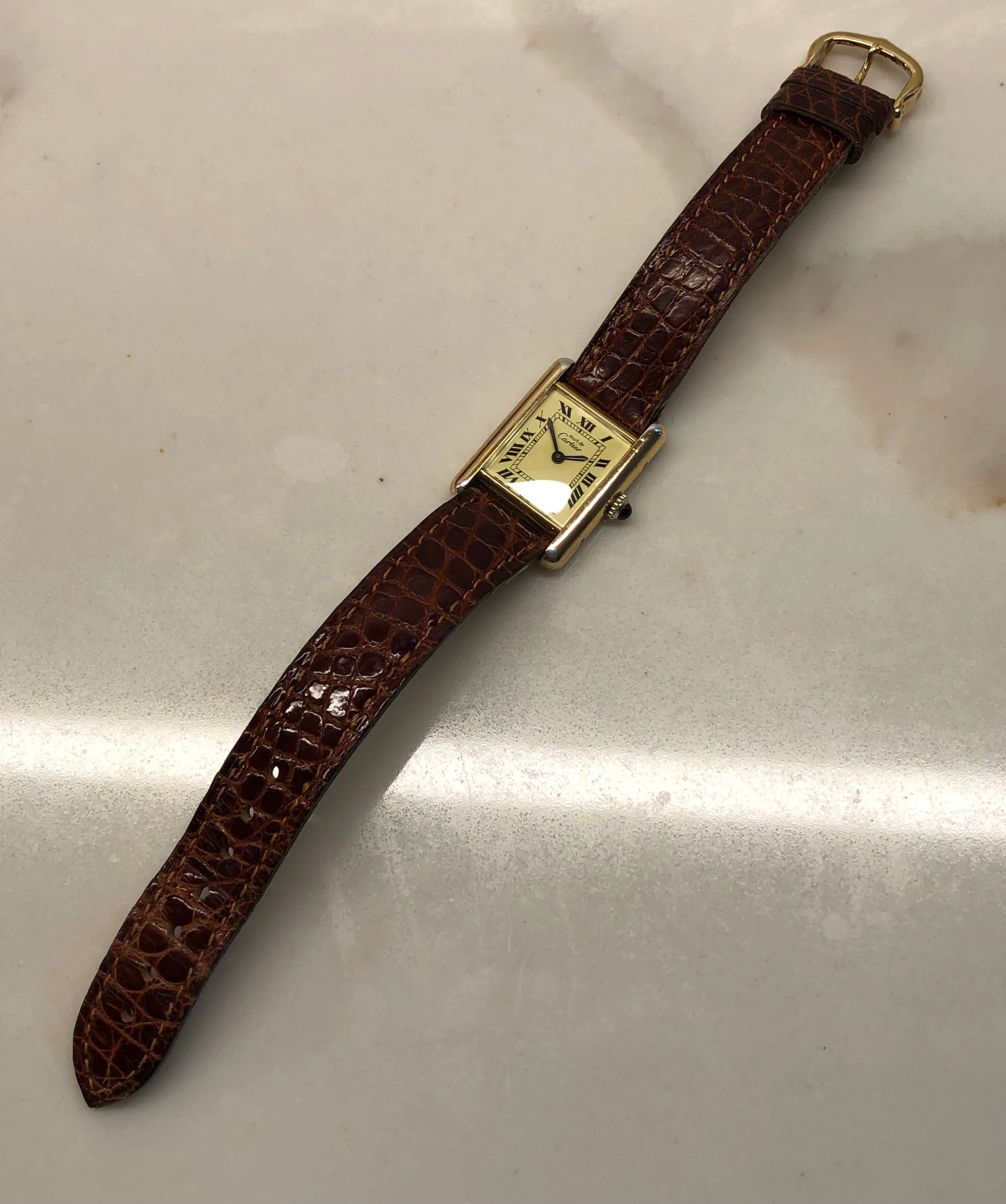 Cartier Must de Cartier Tank Vermeil Manual Wind 925 Wristwatch with Box