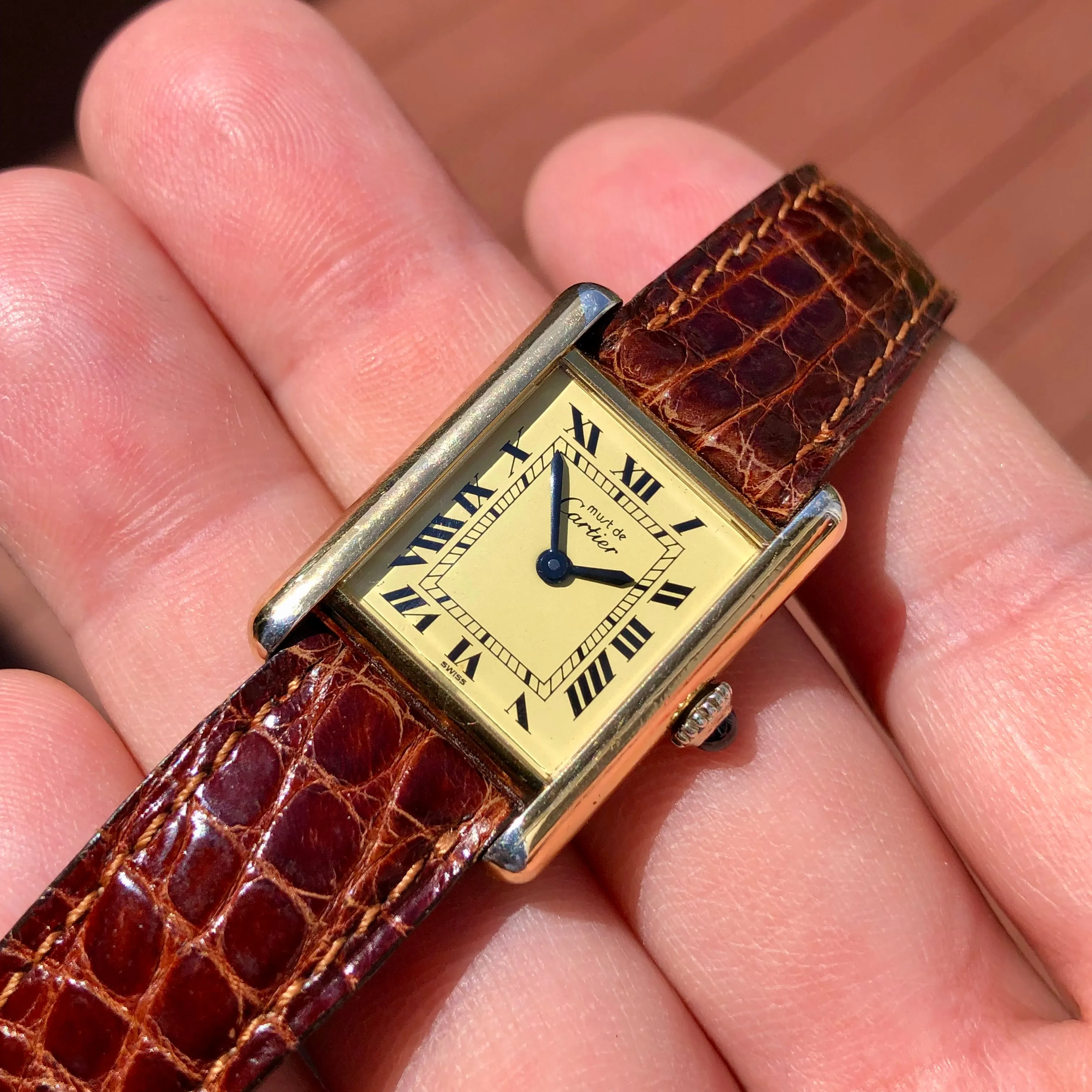 Cartier Must de Cartier Tank Vermeil Manual Wind 925 Wristwatch with Box