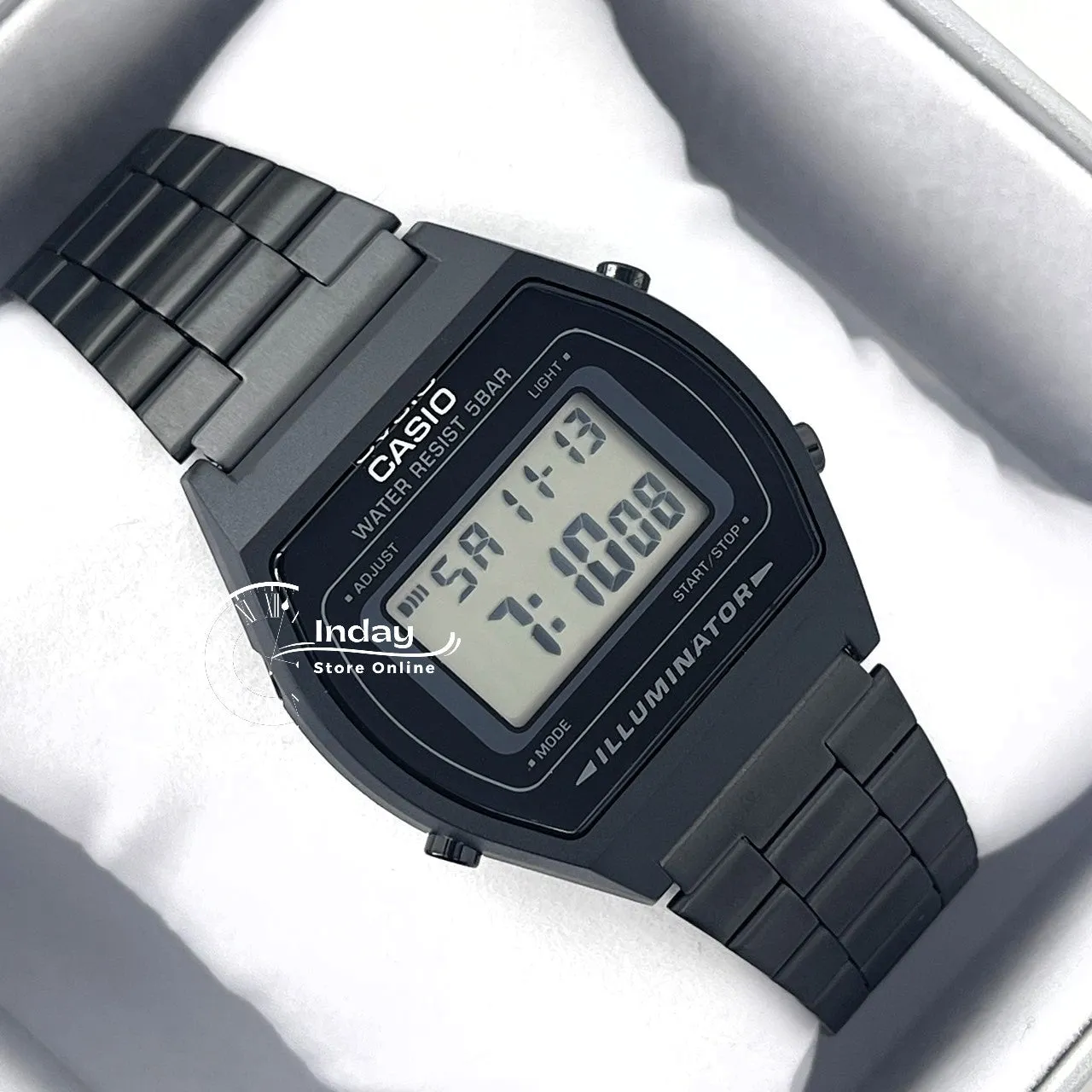 Casio Vintage Women's Watch B640WB-1A Black Plated Stainless Steel Self-adjustable Band