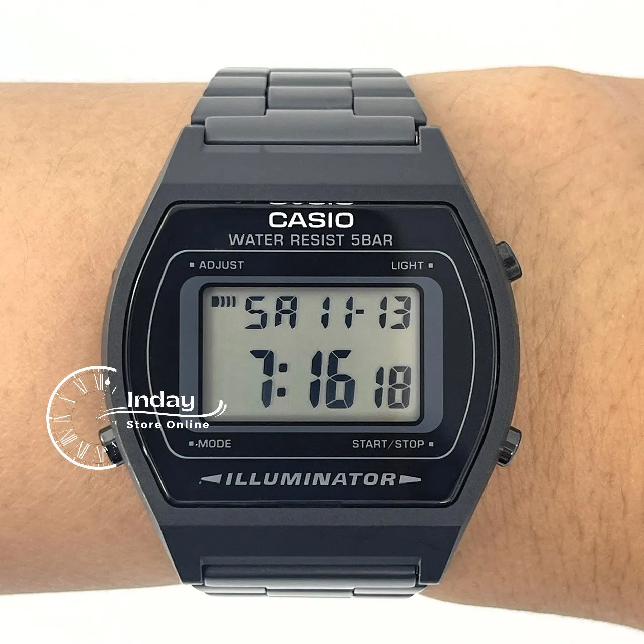Casio Vintage Women's Watch B640WB-1A Black Plated Stainless Steel Self-adjustable Band