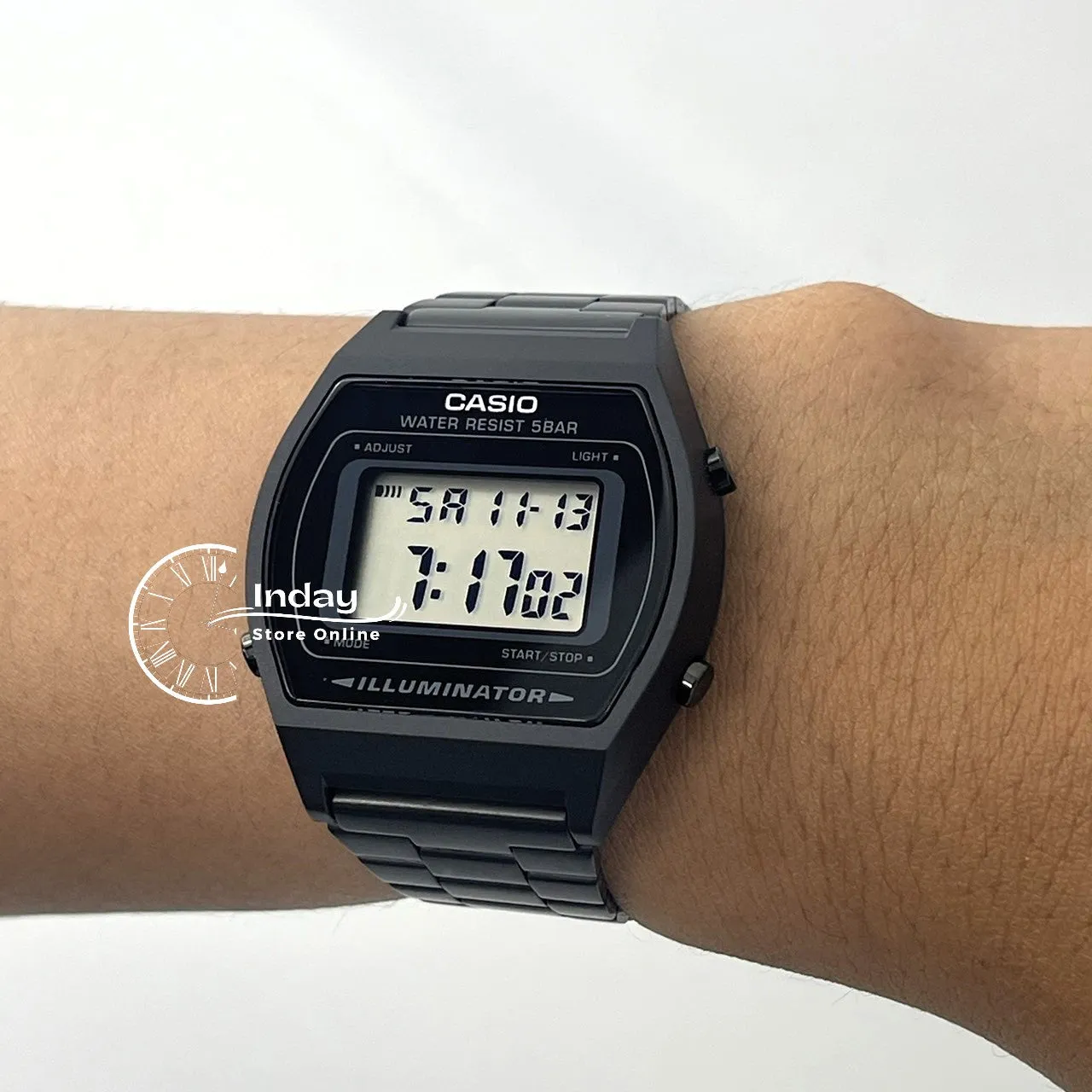 Casio Vintage Women's Watch B640WB-1A Black Plated Stainless Steel Self-adjustable Band