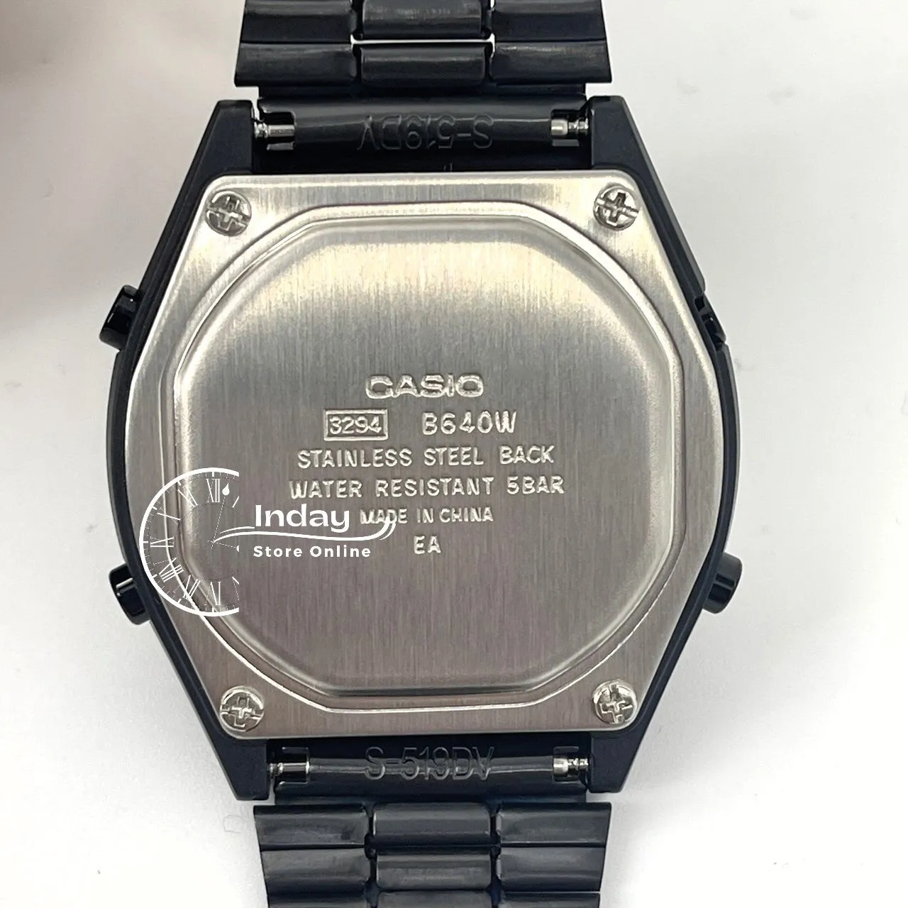 Casio Vintage Women's Watch B640WB-1A Black Plated Stainless Steel Self-adjustable Band