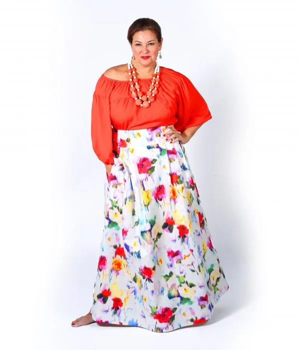 Cecil Skirt in Warp Print Silk Faille