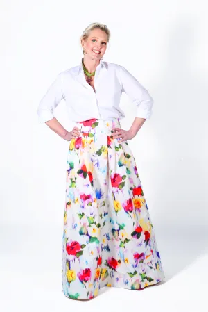 Cecil Skirt in Warp Print Silk Faille