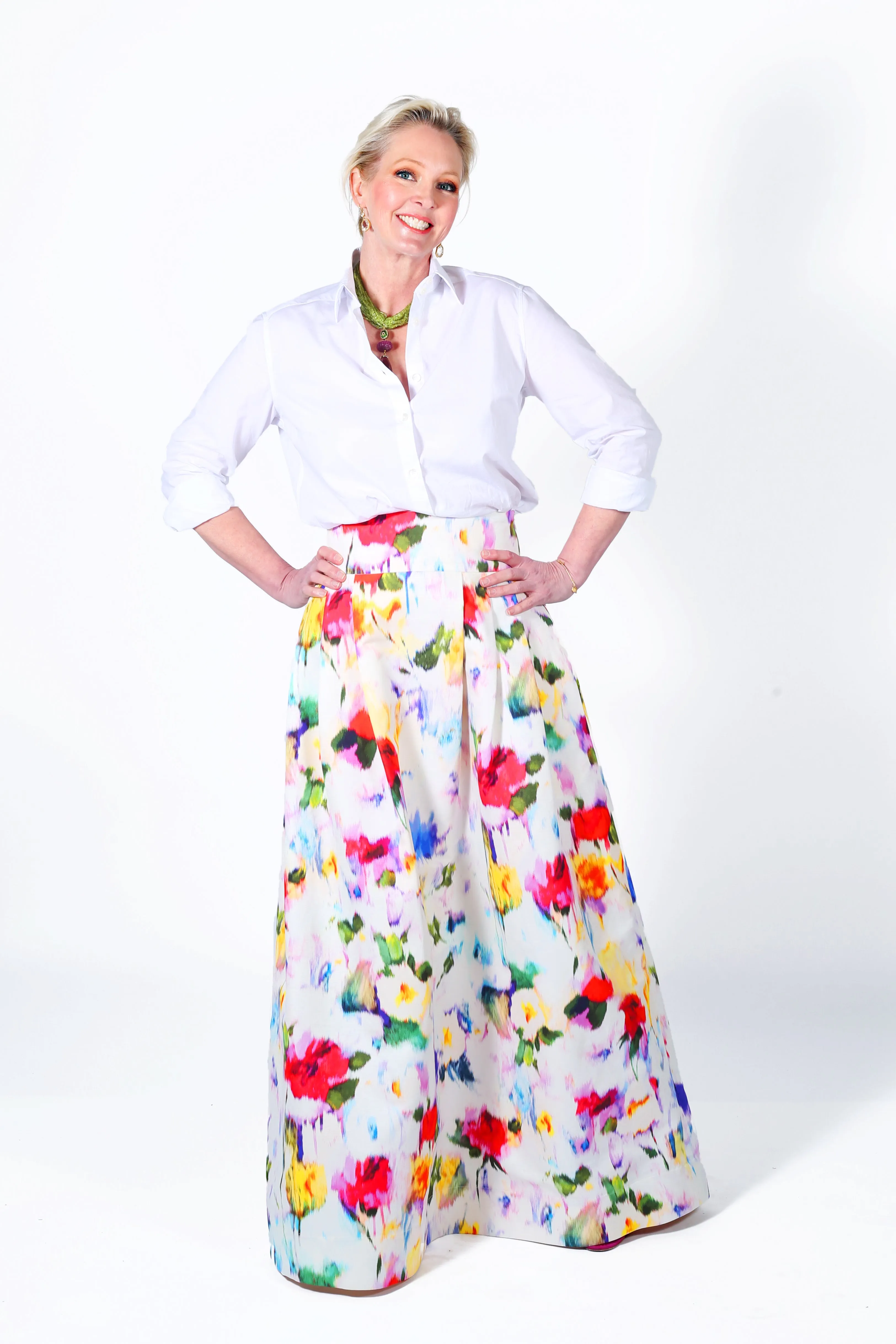 Cecil Skirt in Warp Print Silk Faille