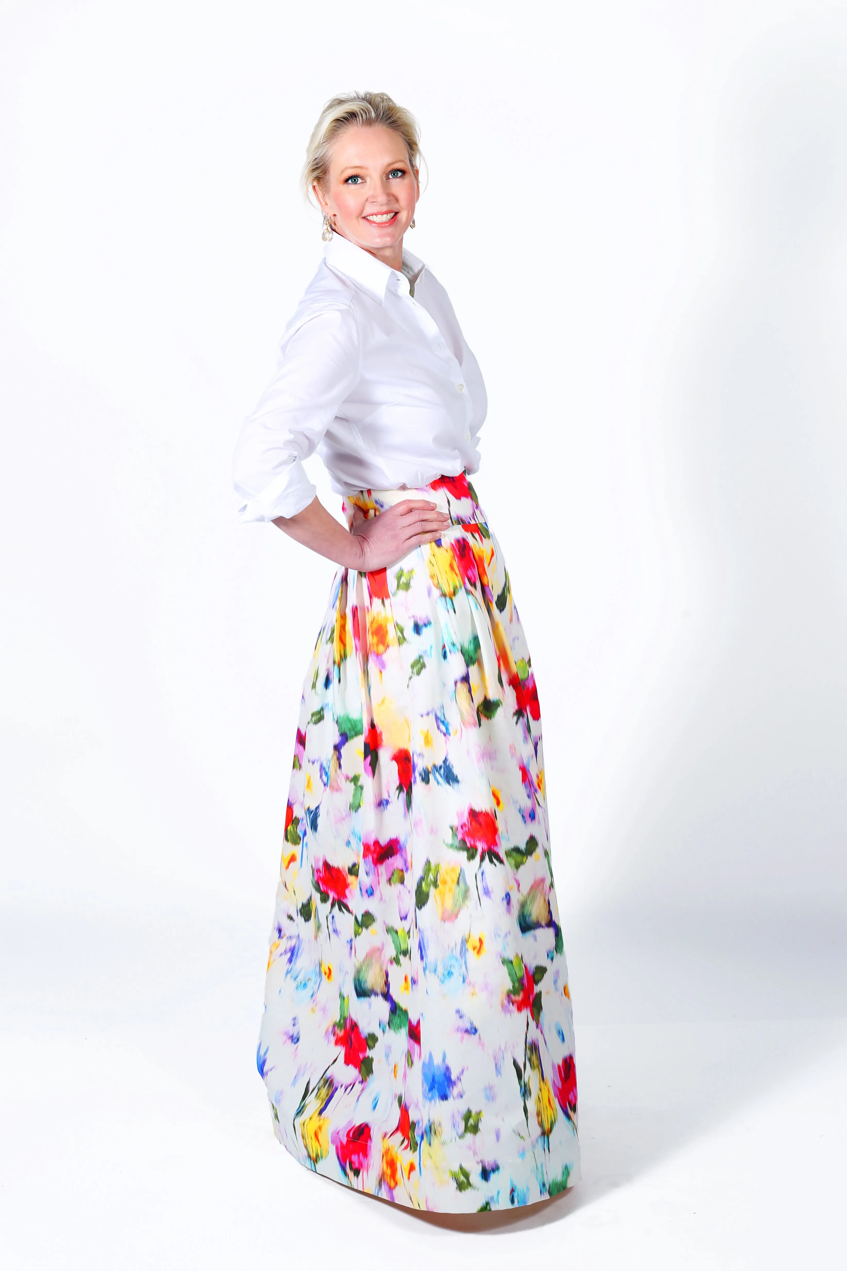 Cecil Skirt in Warp Print Silk Faille