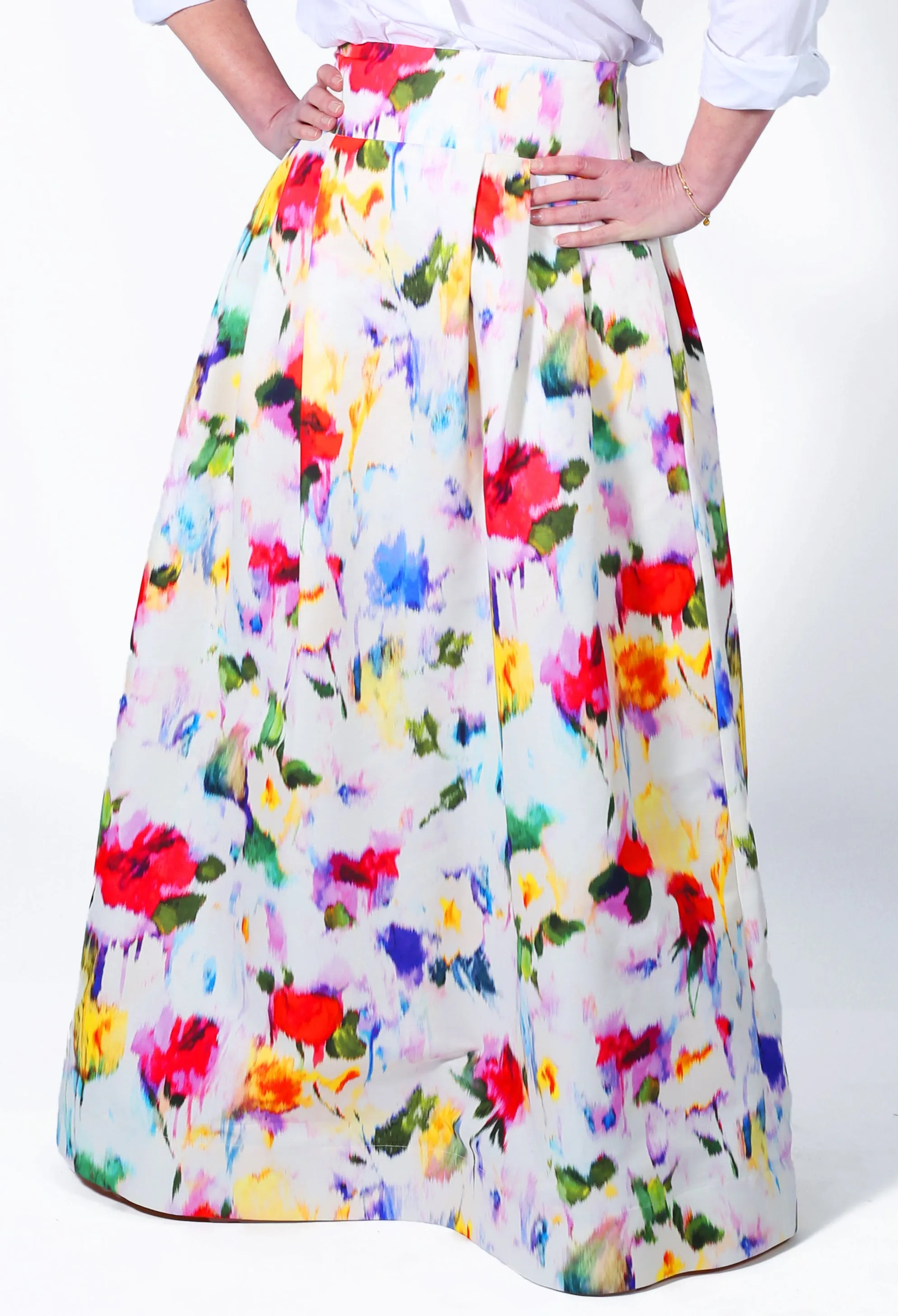 Cecil Skirt in Warp Print Silk Faille