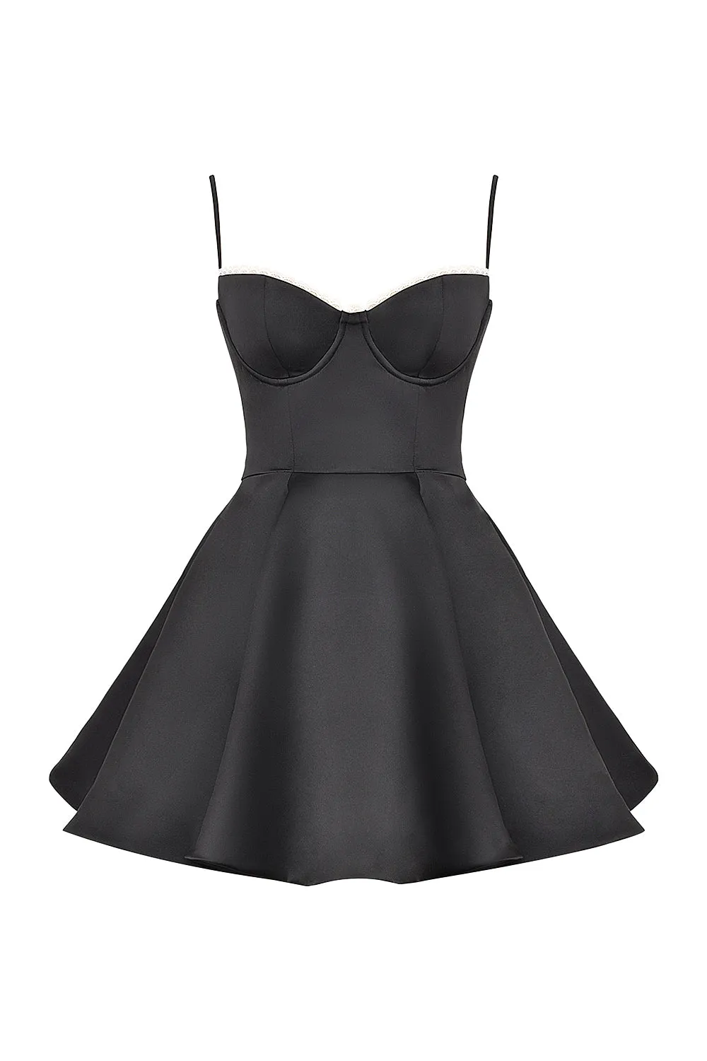 CELINE BLUSH - Bustier Flared Satin Dress with Tulle