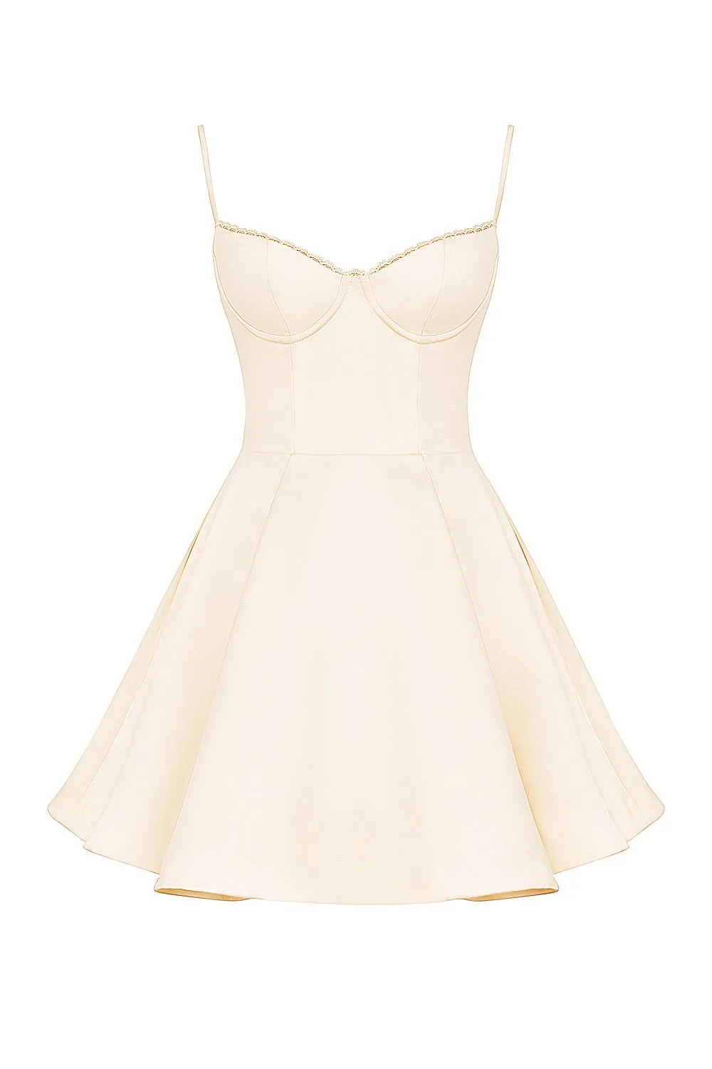 CELINE BLUSH - Bustier Flared Satin Dress with Tulle