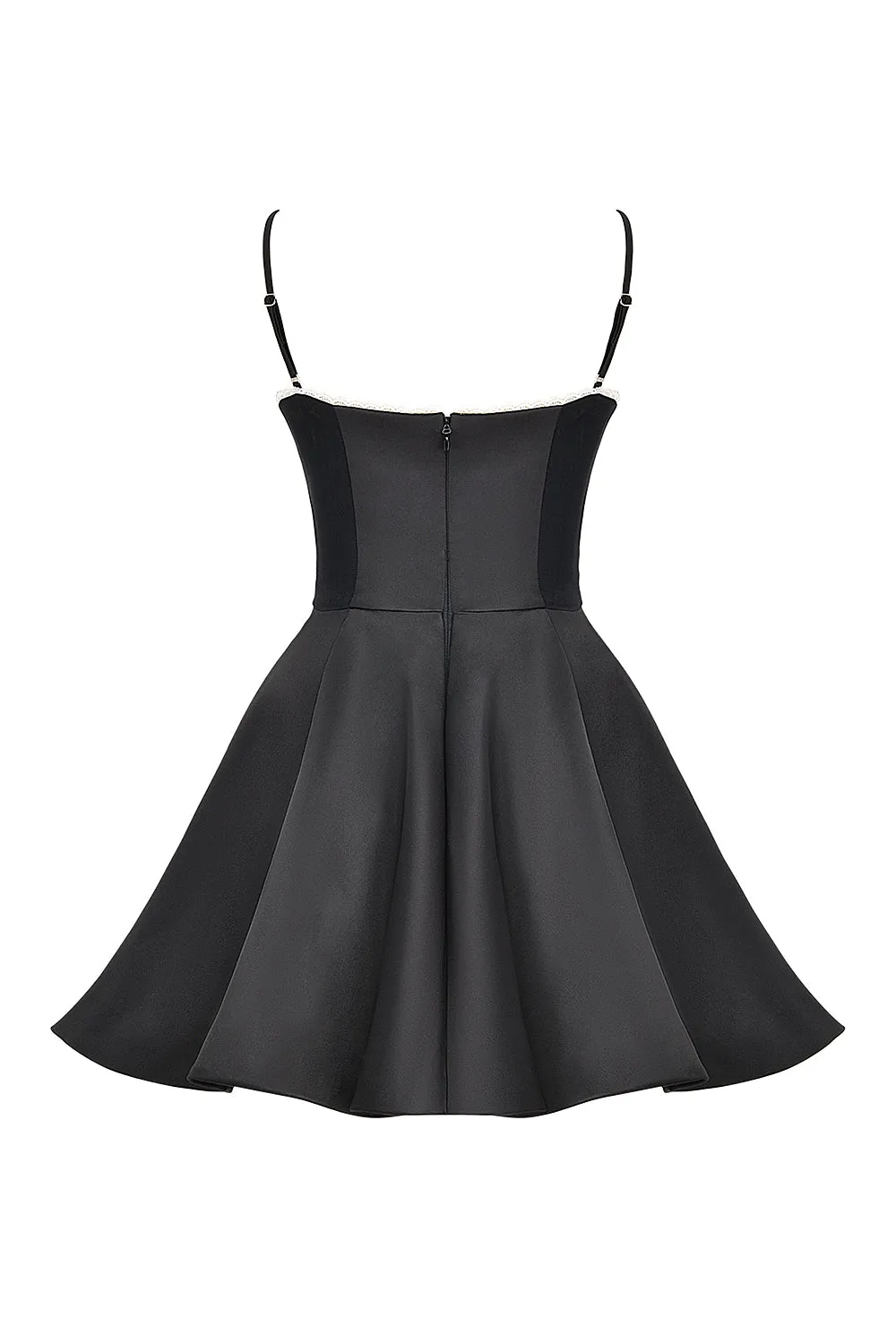 CELINE BLUSH - Bustier Flared Satin Dress with Tulle